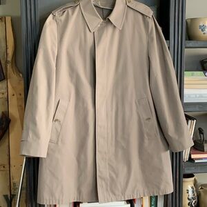 London Fog men’s trench coat, 44L, tan.